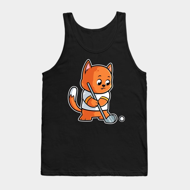 Cat Kitty Golf Player Golfer Golfing Funny Kids Boys graphic Tank Top by theodoros20